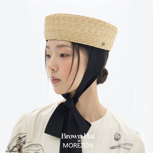 MOREZON【Brown hat Straw Pillbox】26春夏新款潮人草编药盒帽子