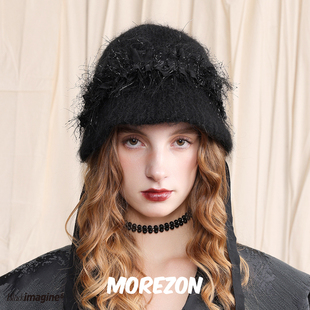 25AW秋冬褶皱小香风织带羊驼毛盆帽子 imagine6 MOREZON black