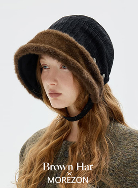 MOREZON【Brown hat Heritage Fur Bonnet】26秋冬仿皮草侍女帽子