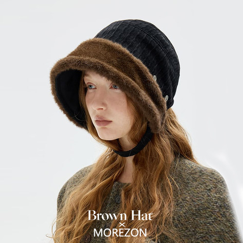 MOREZON【Brown hat Heritage Fur Bonnet】26秋冬仿皮草侍女帽子