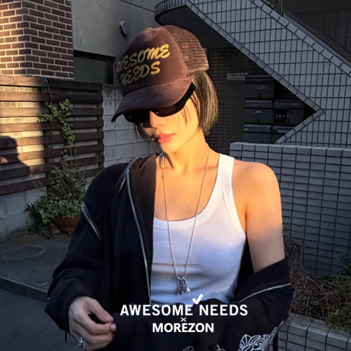 MOREZON【AWESOME NEEDS TRUCKER CAP】26春夏做旧水洗网眼棒球帽