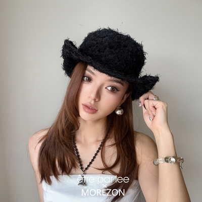 MOREZON【ETRE PAR LEE】26春夏新款潮人日本羽毛流苏牛仔礼帽女