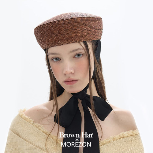 MOREZON【Brown hat Straw Pillbox】26春夏新款潮人草编药盒帽子