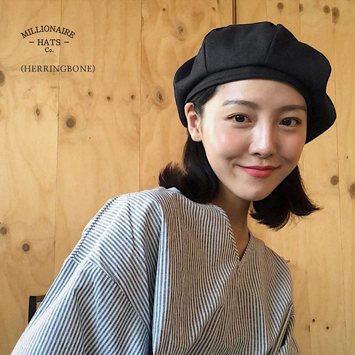 亚麻八角帽贝雷帽明星同款