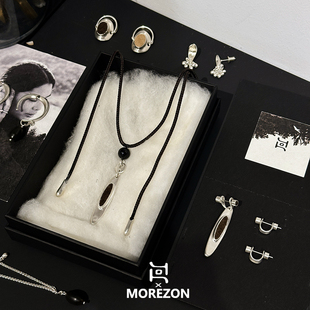 MOREZON【洄回Mumbling Mud】26SS春夏新款潮人时尚925银牛皮耳钉