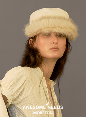 MOREZON【AWESOME NEEDS BELLBOY CAP】26秋冬新款仿皮草骑士帽女