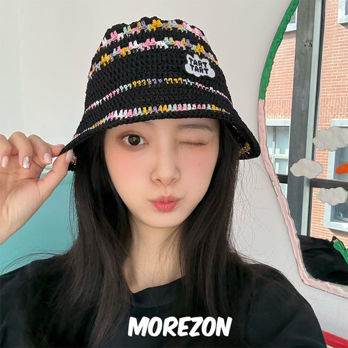 MOREZON【TART TART】25SS新款潮人休闲百搭黑彩编织手钩渔夫帽子
