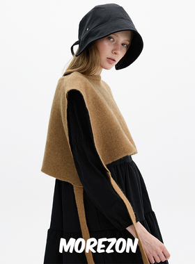 MOREZON【Brown hat Reversible Racoon Cape】秋冬双面披肩女士