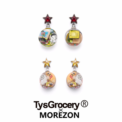MOREZON【TysGrocery】26春夏新款潮人个性漫画碎片琥珀球耳环女