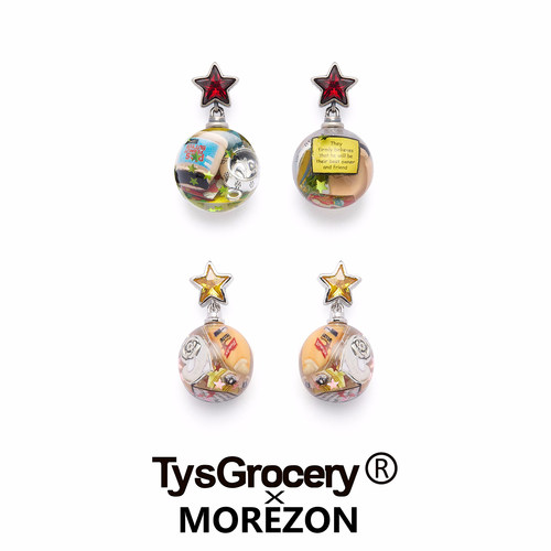 MOREZON【TysGrocery】26春夏新款潮人个性漫画碎片琥珀球耳环女