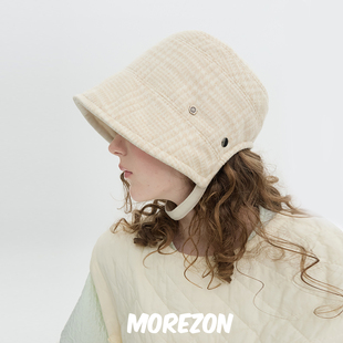 Bonnet MOREZON Rocha hat 25AW秋冬格纹双面侍女帽子女 Brown