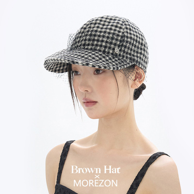 MOREZON【Brown hat Lace Wire Cap】26春夏新款蕾丝网纱棒球帽子