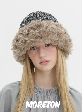 MOREZON【Brown hat Popov Hat】25AW秋冬拼接绒绒帽檐斜纹渔夫帽