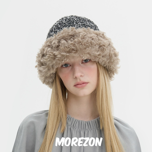 Hat MOREZON Popov hat 25AW秋冬拼接绒绒帽檐斜纹渔夫帽 Brown