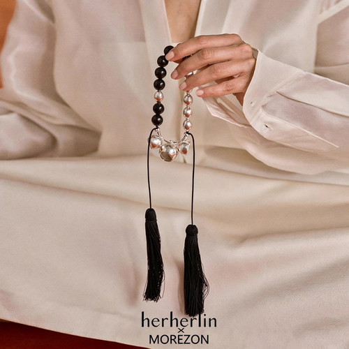 MOREZON【herherlin】26春夏球铃橄榄925银桑蚕丝手工流苏项链女