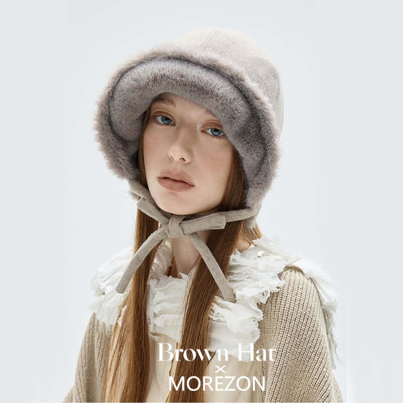 MOREZON【Brown hat Daisy Bonnet Hat】26秋冬新款羊毛侍女帽子