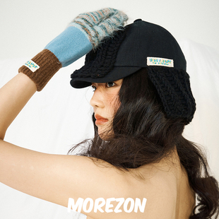 MISU CAP SOLAR 设计师秋冬拼接护耳棒球帽子 BARBE MOREZON