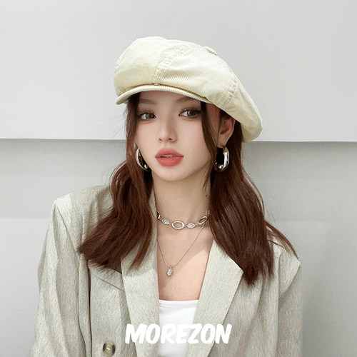 MOREZON【Mossant】设计师24春夏新款潮人百搭灯芯绒八角报童帽子
