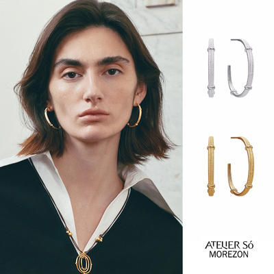 MOREZON【ATELIERSO】秋冬新款小众设计师潮人时尚编织钉砂细耳圈