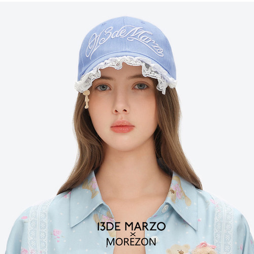 MOREZON【13DE MARZO】26春夏新款潮人精致花边网纱帽檐棒球帽子