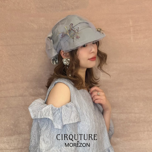 MOREZON【CIRQUTURE】日本26春夏潮人精致优雅网纱蝴蝶结报童帽子