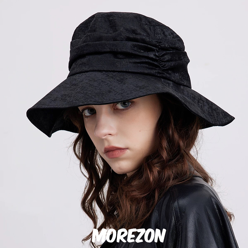 MOREZON【black imagine6】25SS新款暗黑褶皱系列光泽感渔夫帽子