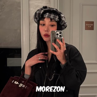 MOREZON【Brown hat Lace Point Beret】25SS潮人蕾丝格纹贝雷帽