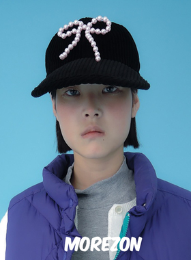 MOREZON【GORROGORRA pearl cap】秋冬潮人珍珠蝴蝶结宽檐鸭舌帽