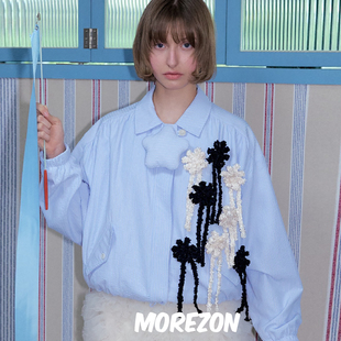 MOREZON【POESIE D'AME TWEED RIBBON】秋冬小香风花朵蝴蝶结胸针