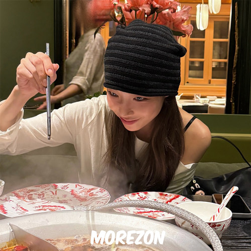 MOREZON【AWESOME NEEDS OVER FIT KNIT HAT】25AW新款条纹堆堆帽