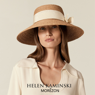 MOREZON【HELEN KAMINSKI】26春夏新款大檐蝴蝶结缎带拉菲草帽女