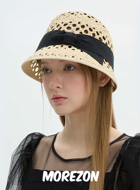 MOREZON【Brown hat Coco Cap】25SS潮人优雅镂空蝴蝶结渔夫帽子