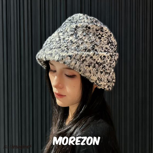MOREZON【black imagine6】秋冬潮人休闲解构设计旋转褶皱盆帽女