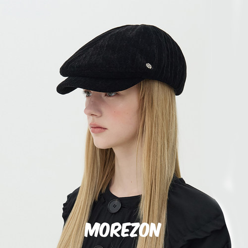 MOREZON【Brown hat Donald】秋冬潮人百搭精致纹理丝绒前进帽子