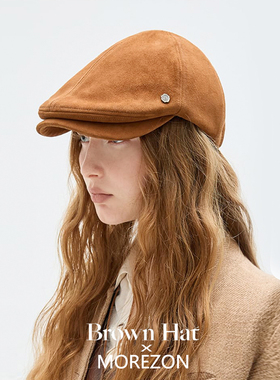MOREZON【Brown hat Donald Suede Cap】26秋冬新款羊皮前进帽子