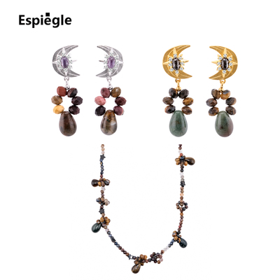 MOREZON【ESPIEGLE辉夜自由体操系列】25AW星辰宝石编珠耳环耳饰