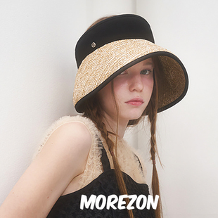 MOREZON【Brown hat Deauville Straw】休闲百搭空顶大帽檐遮阳帽