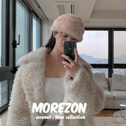 MOREZON【AWESOME NEEDS BUTTON HAT】动物园系列按钮仿皮草冷帽