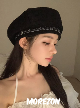 MOREZON【Brown hat Gabrielle Tweed Beret】25AW小香风贝雷帽子