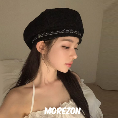 MOREZON【Brown hat Gabrielle Tweed Beret】25AW小香风贝雷帽子