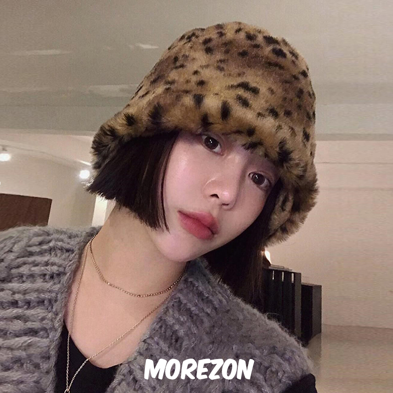 渔夫帽豹纹豹纹水貂毛皮草渔夫帽