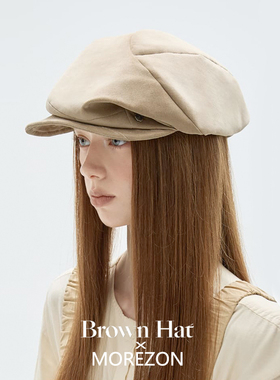 MOREZON【Brown hat Peach Touch Casquette】26秋冬桃皮绒报童帽