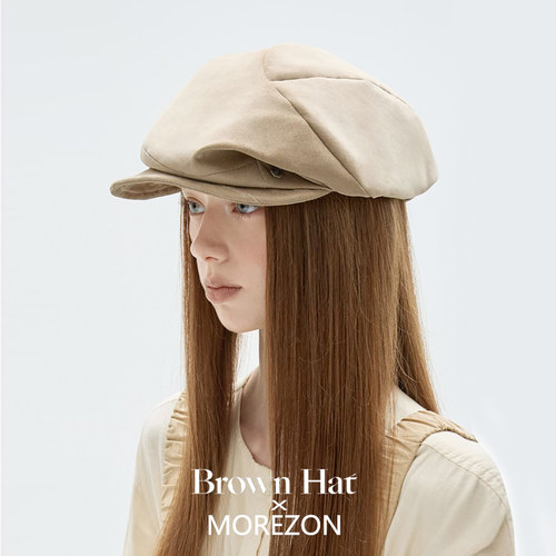 MOREZON【Brown hat Peach Touch Casquette】26秋冬桃皮绒报童帽