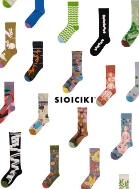 MOREZON【SIOICIKI 】26春夏新款潮人个性桑蚕丝彩绘中筒袜女袜子