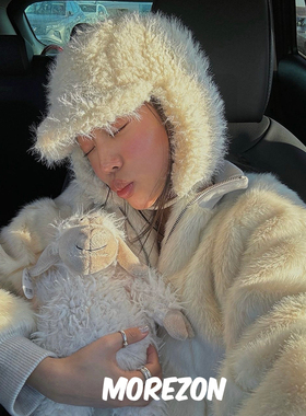 发财宅女同款MOREZON【AWESOME NEEDS】24秋冬仿皮草护耳棒球帽子