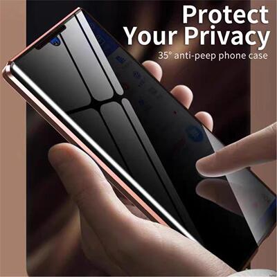 适用于三星A15 S21 Plus Note20 S22+ S23 Ultra S23fe S24fe S24+ S25 Ultra Antispy Magnetic Glass Case