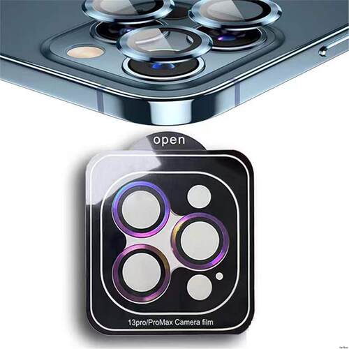 CameraLens Protector适用iPhone16 15 14 13 12 11 Pro Max Metal Ring on Back Lens Tempered Glass镜头膜