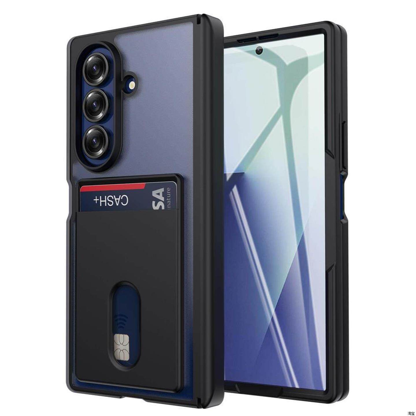 适用新款卡包三星zfold7手机壳半透磨砂全包Galaxy Zfold7保护套W26壳膜一体Case插卡信用卡中轴铰链防摔超薄