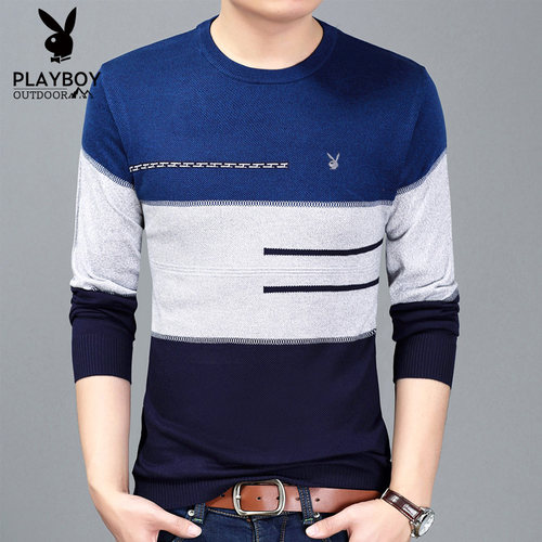 纯棉圆领条纹爸爸装秋衣长袖t恤