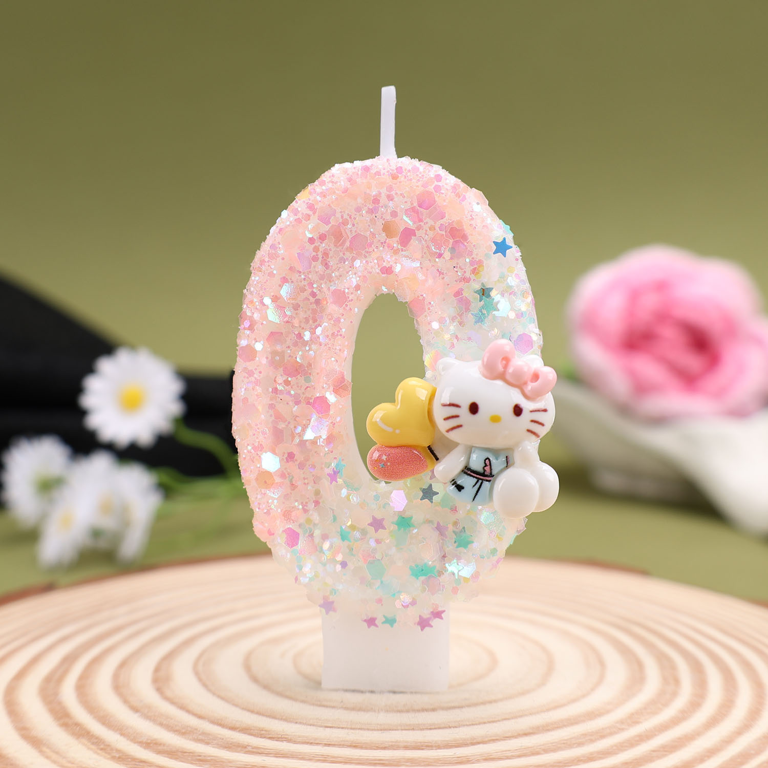 Hello Kitty生日蜡烛数字零造型彩色亮片装饰蛋糕蜡烛数字装饰蜡